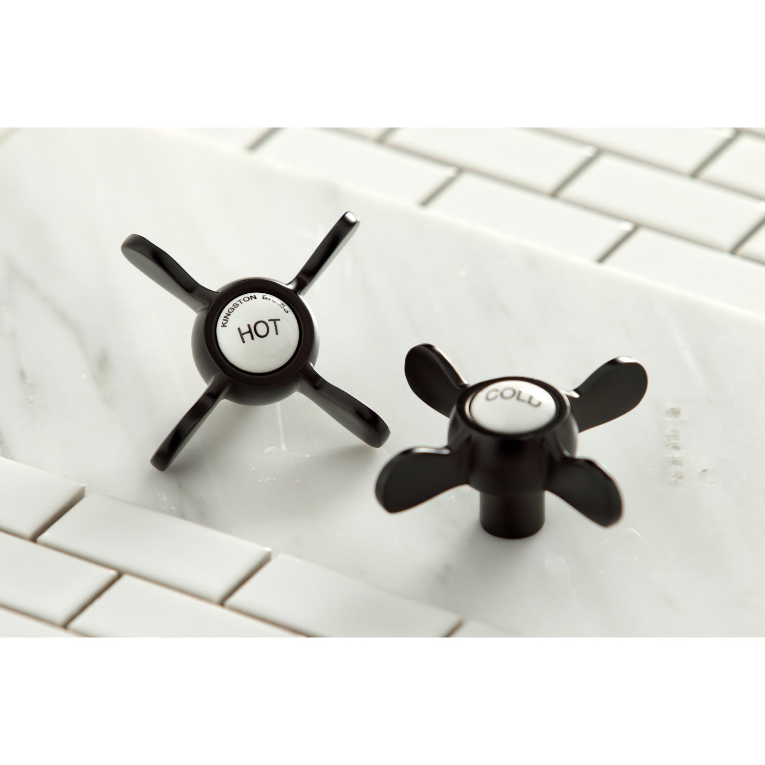 Kingston Heirloom KC7165BEX - Essex Two-Handle 3-Hole Deck Mount Widespread Bathroom Faucet with Brass Pop-Up, Oil Rubbed Bronze — thumbnail 3